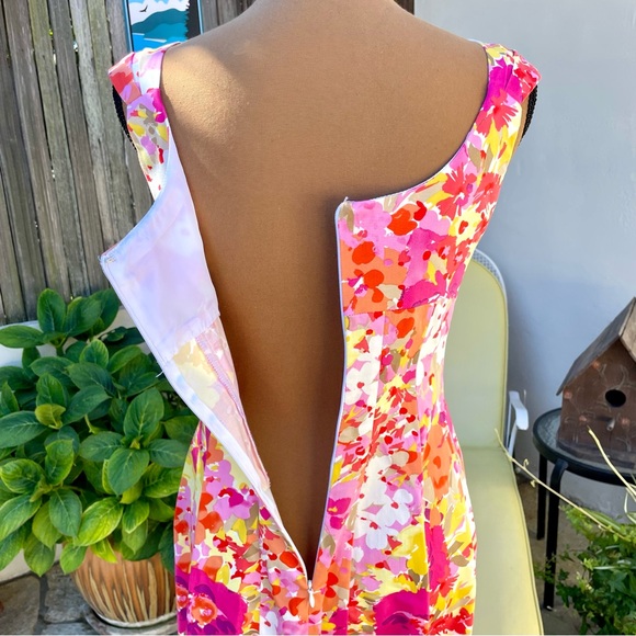 Y2K Dressbarn A-Line Fit & Flare Sleeveless Knee Length Floral Dress Pink 6P - Picture 11 of 16